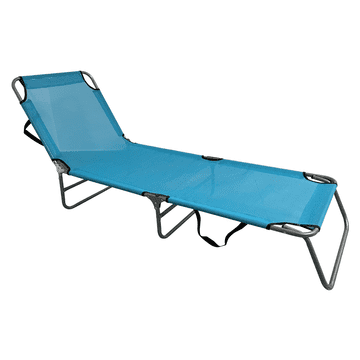 eoshop Zložljiv vrtni ležalnik KELEO modro-siv, nastavljiv naslon, 58x182 cm, 90 kg