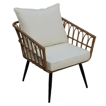 eoshop Vrtni naslanjač ARALY iz tehnoratana s blazino, naravna/črna/bež, 64x66x75 cm