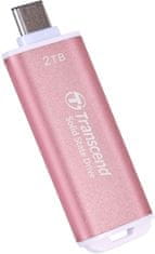 Transcend ESD300P 2TB, zunanji SSD, USB 10Gb/s, tip C, 1050MB/R, 950MB/W, roza