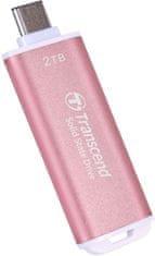 Transcend ESD300P 512 GB, zunanji SSD, USB 10 Gb/s, tip C, 1050 MB/R, 950 MB/W, roza