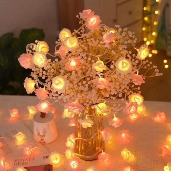 HOME & MARKER® LED luči na traku z vrtnicami (2 m) | LUMEROSE