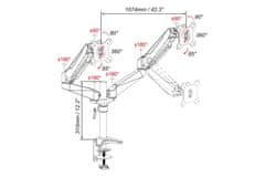 Digitus stojalo za pisalno mizo z dvojno objemko VESA, 69 cm (27"), popolnoma prilagodljivo, 8 kg