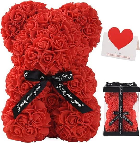 Mormark Medvedek iz umetnih vrtnic, Šopek, Darilo za valentinovo (500+ vrtnic, 25cm) | LOVEBEAR