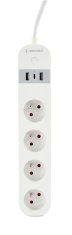 Gembird Smart Surge Protector Tuya 4xFR 2xUSB-A 1xUSB-C bela