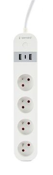 Gembird Smart Surge Protector Tuya 4xFR 2xUSB-A 1xUSB-C bela
