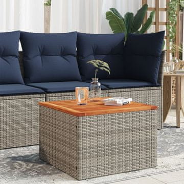 Vidaxl vidaXL Vrtna miza siva 55x55x37 cm PE ratan in akacijev les