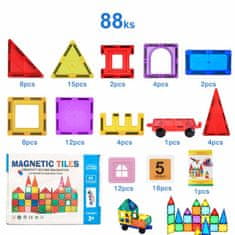 Magnetic Tiles Magnetni sestav za otroke set 88 kosov - Magnetic Tiles