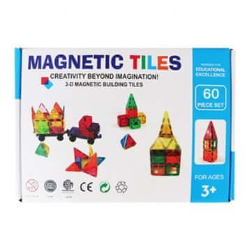 Magnetic Tiles Magnetni sestav za otroke set 60 kosov - Magnetic Tiles