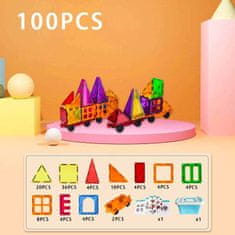 Magnetic Tiles Magnetni konstruktor za otroke - 100 kosov v škatli