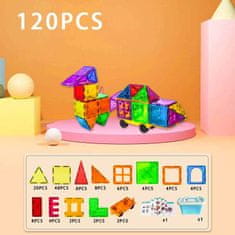 Magnetic Tiles Magnetni konstruktor za otroke - 120 kosov v škatli