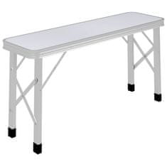 Vidaxl Zložljiva kamping miza z 2 klopema aluminij bele barve