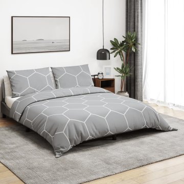 Vidaxl Posteljnina siva 225x220 cm bombaž
