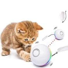 Netscroll Interaktivna igrača za mačke, vrteča se žogica z perjem in LED lučko, polnilna preko USB, spodbuja naravni lovski nagon, trpežna in varna za mačke, zabavna igrača za igranje mačk, CatToy