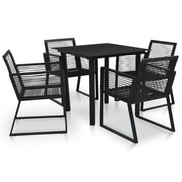 Vidaxl Zunanja jedilna garnitura 5-delna PVC ratan črna