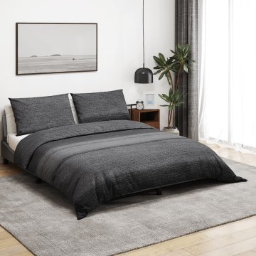 Vidaxl Posteljnina temno sivo 260x240 cm bombaž