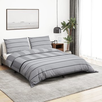 Vidaxl Posteljnina siva 200x220 cm bombaž