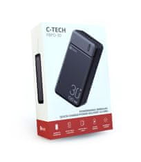 C-Tech Powerbank 30000mAh, Li-Pol, 20W, USB-C/USB-A/micro USB