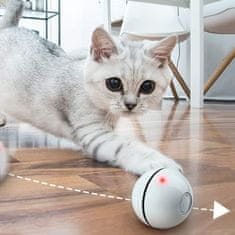 Netscroll Interaktivna igrača za mačke, vrteča se žogica z perjem in LED lučko, polnilna preko USB, spodbuja naravni lovski nagon, trpežna in varna za mačke, zabavna igrača za igranje mačk, CatToy