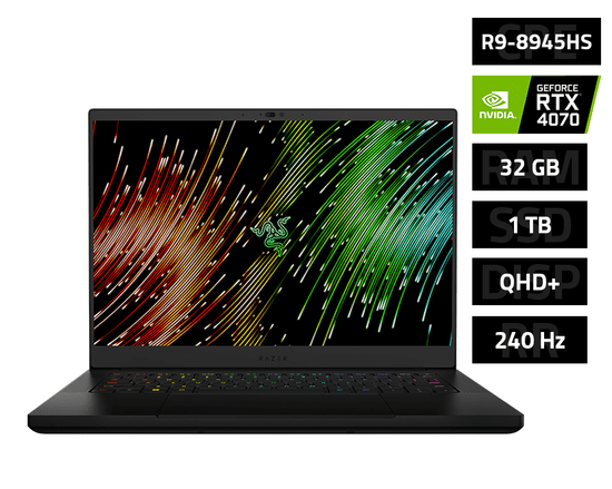 Razer Blade 14 gaming prenosnik, R9 8945HS, 32GB, SSD1TB, RTX4070, 14QHD+ 240Hz, W11H (RZ09-05081ED3-R3E1)