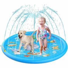 Netscroll Napihljiv bazen z vodno fontano, napihljiva podloga je primerna za otroke in hišne ljubljenčke, odlična ohladitev in igra istočasno, ideja za darilo, uporabna na plaži ali travniku, FunPool