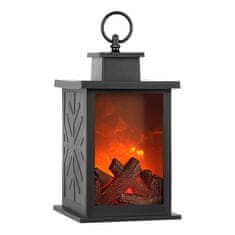 Netscroll Okrasna dekorativna prenosna svetilka z izgledom kamina in navideznim ognjem, mini namizni LED kamin, brez plamena s časovnikom, na baterije, električna lanterna, FireLantern