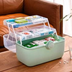 Kovček za shranjevanje zdravil, prenosna škatla za shranjevanje prve pomoči, kozmetike, ribiških pripomočkov, šivalni pribor ali ostalih potrebščin, 3 nivoji shranjevanja, gumb za zaklep, CapsuleBox