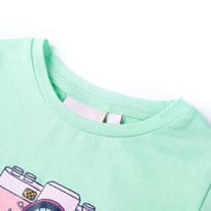 Greatstore Otroška majica s kratkimi rokavi živo zelena 104
