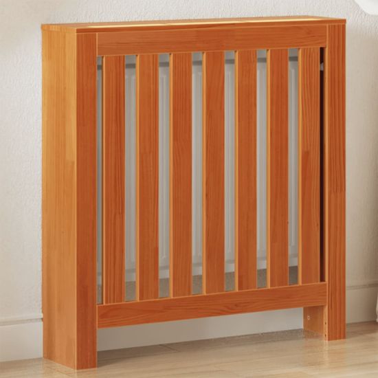 Vidaxl Pokrov za radiator voščeno rjav 79,5x19x84 cm trdna borovina