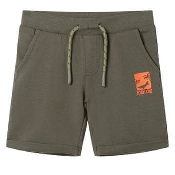 Vidaxl Otroške kratke hlače z vrvico, temno kaki, 140