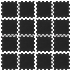 Vidaxl Gumijaste talne plošče 16 kosov črna 16 mm 30x30 cm