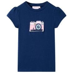 Greatstore Otroška majica s kratkimi rokavi mornarsko modra 116
