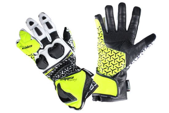 Cappa Racing Usnjene motoristične rokavice TANAKA, dolge, črna/bela/zelena