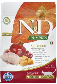 Farmina pumpkin cat prepelica in granatno jabolko kastrirani odrasli - suha hrana za mačke - 300 g
