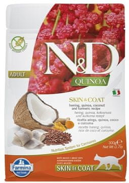 Farmina quinoa skin coat cat sled in kokos adult - suha hrana za mačke - 300 g