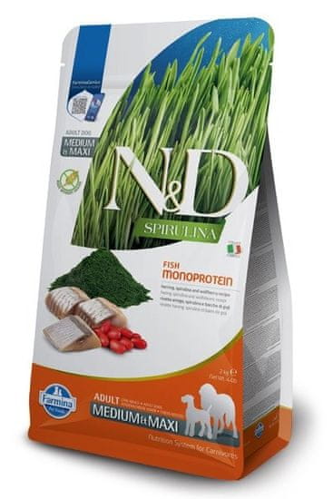 Farmina spirulina sled adult med/maxi - suha hrana za pse - 7 kg