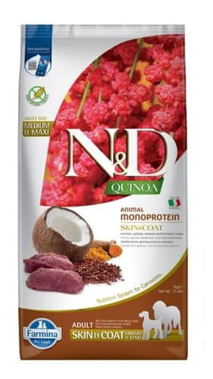 Farmina quinoa dog skin coat venison coconut adult medium maxi - suha hrana za pse - 7 kg