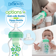 Dr.Brown´s Options+ širokovratna plastična steklenička Green Stars 270 ml (ustnik + cucelj 3)