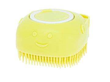 WOWO Silikonska krtača za pse in mačke - Silikonska krtača in čistilo za pse in mačke z rumenim dozirnikom