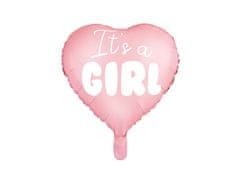 WOWO Balon iz roza folije Girl Pink Foil Balon Heart - It's a Girl, 48 cm