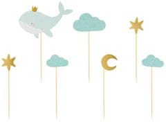 WOWO Whale Muffin Toppers - Kitovi vložki za mafine in kolačke 11cm-13,5cm, 7 kosov