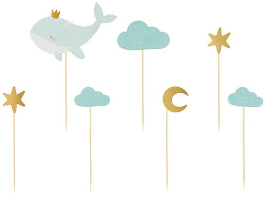 WOWO Whale Muffin Toppers - Kitovi vložki za mafine in kolačke 11cm-13,5cm, 7 kosov
