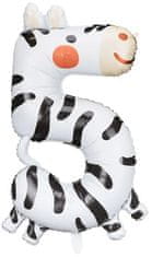 WOWO Dekoracija za rojstni dan - folija balon zebra številka 5 42x81 cm