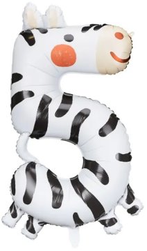 WOWO Dekoracija za rojstni dan - folija balon zebra številka 5 42x81 cm