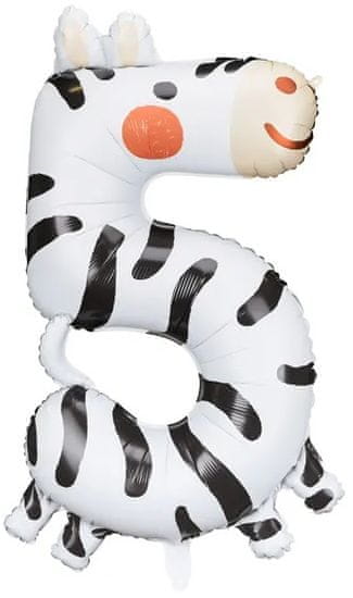 WOWO Dekoracija za rojstni dan - folija balon zebra številka 5 42x81 cm