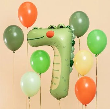 WOWO Crocodile Birthday Balon - Rojstnodnevni balon Crocodile Foil Birthday - Številka 7, Velikost 49x73 cm