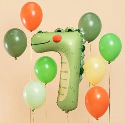 WOWO Crocodile Birthday Balon - Rojstnodnevni balon Crocodile Foil Birthday - Številka 7, Velikost 49x73 cm