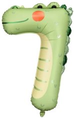 WOWO Crocodile Birthday Balon - Rojstnodnevni balon Crocodile Foil Birthday - Številka 7, Velikost 49x73 cm