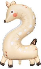 WOWO Deer Birthday Balon Number 2 - Balon Deer Birthday Birthday Balon - Number 2, Velikost 50x88 cm