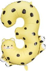 WOWO Dekoracija za rojstni dan - Folija balon številka 3 Gepard 55x75 cm