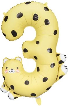 WOWO Dekoracija za rojstni dan - Folija balon številka 3 Gepard 55x75 cm